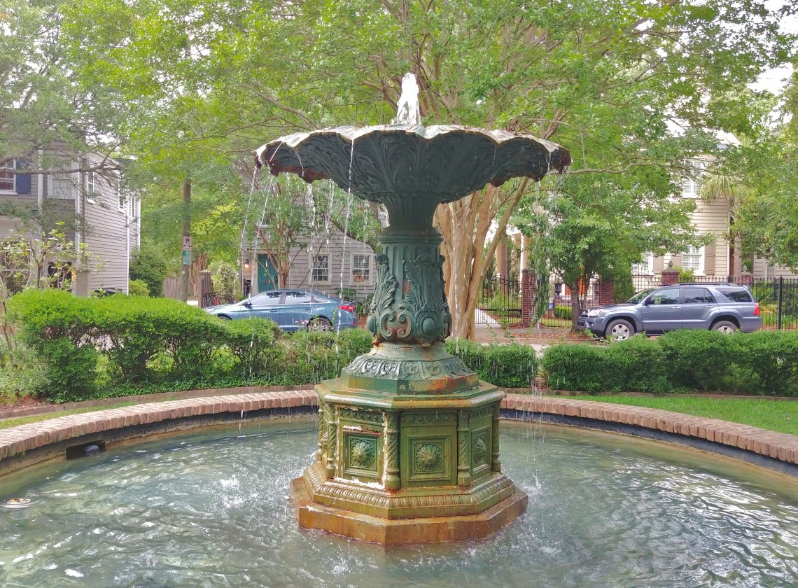Scattered around Charleston are some beautiful water features. The wonderful pocket park on Chapel Street is the home to this great fountain.