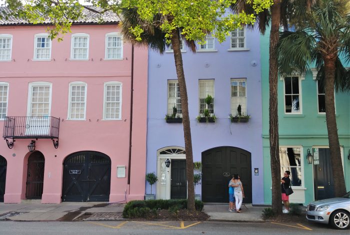 Rainbow Row, one of the iconic spots in Charleston, is the largest cluster of connected Georgian houses in the United States. 