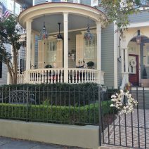 This welcoming house on lower King Street sports a rounded front porch -- which is less common to see in Charleston thank those incorporating right angles.