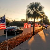 Honoring all those who have served the United States of America in the armed forces... the beautiful flag display on Lockwood Boulevard.