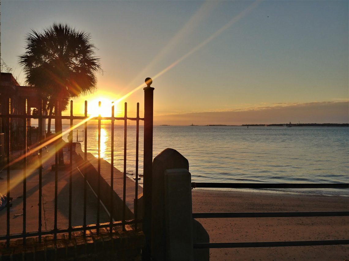 A glorious Charleston sunrise. Directly to the left of this fence is the Capt. James Missroon House, that now is home to the Historic Charleston Foundation. One of the most interesting things about the building is that it was a house that was built around -- and engulfed -- a smaller house.