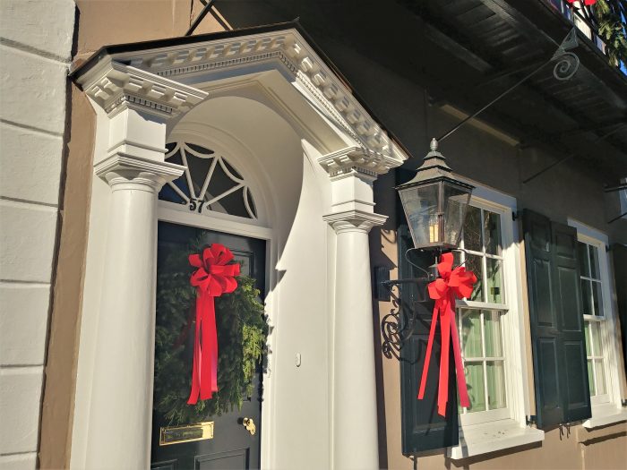 There is holiday beauty all over Charleston. This elegant scene can be found on East Bay Street.