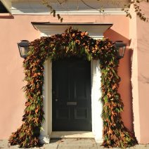 Some serious holiday trimming on this 1740 house on East Bay Street. An interesting story about the house is that the first resident, Anne Boone, was the granddaughter of one of the people who executed King Charles I in 1649 -- leading to his son moving to Charleston as a refugee.