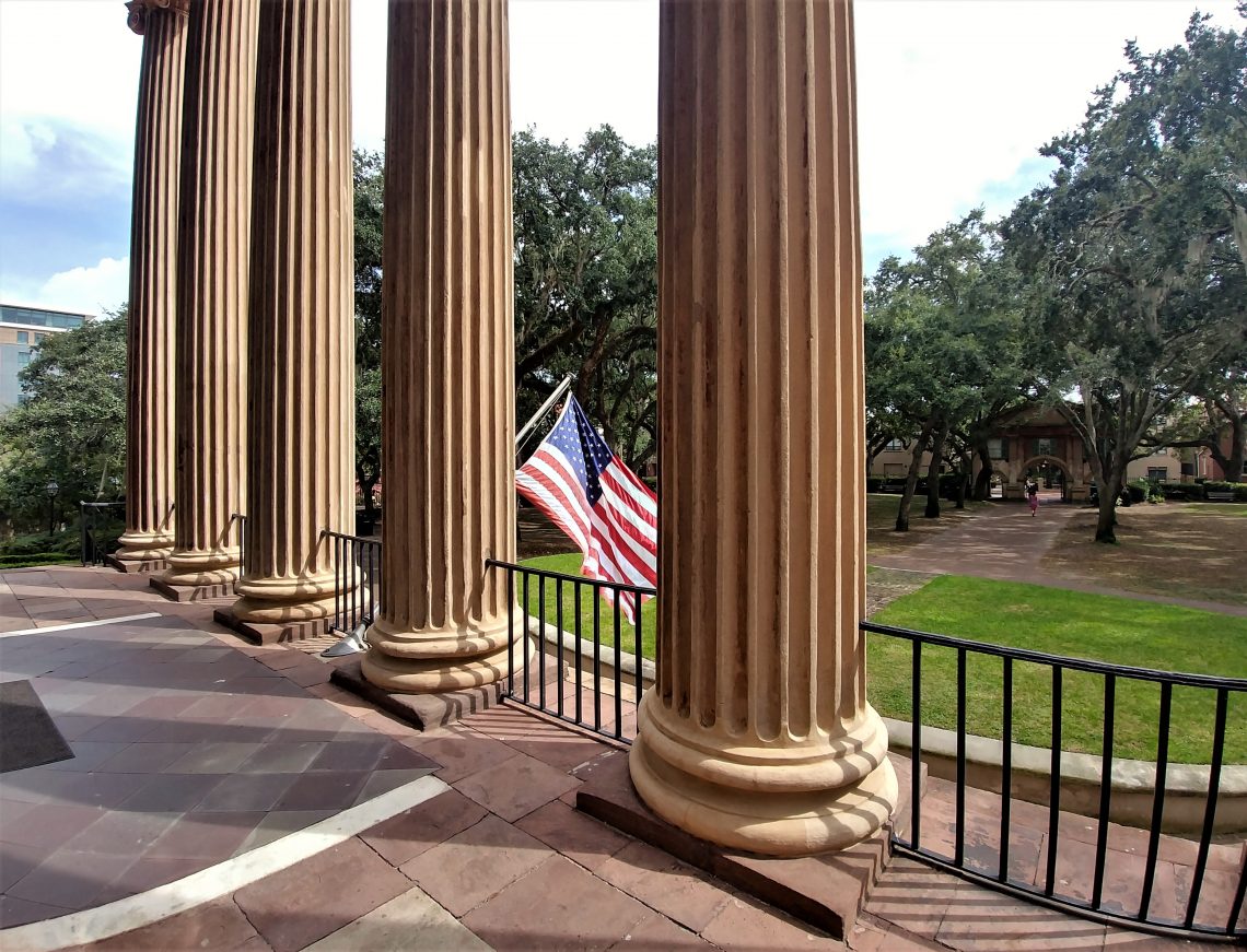 These columns are part of the front of Randolph Hall on the campus of the College of Charleston. One of the oldest college buildings still in use in the United States, Randolph Hall is now the home for much of the administrative functions of the college.