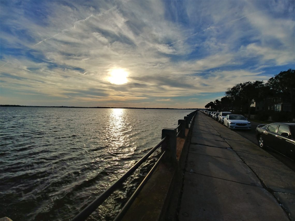 The Ashley River in the late afternoon. It's a very vibrant environment full of life. While dolphin and pelican sightings are common, I recently spotted a large river otter swimming along -- a sighting I haven't had in a few years.