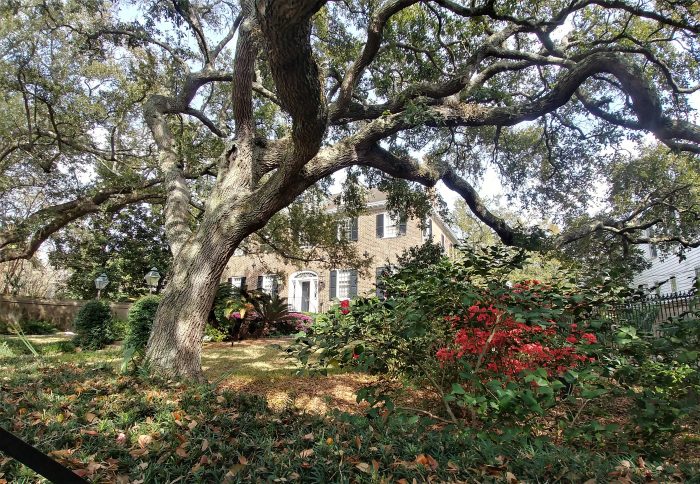 While not officially yet spring, it sure feels that way in Charleston. While this handsome house on Legare Street is not historic (built in 1941), it is next door neighbors to the Sword Gate House -- which surely is.