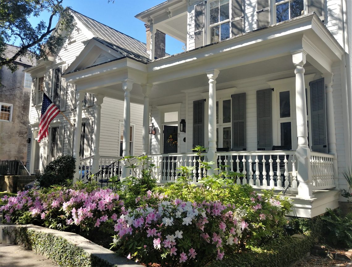 The pretty scene can be on Church Street -- the blooming azaleas help highlight the beautiful porch.