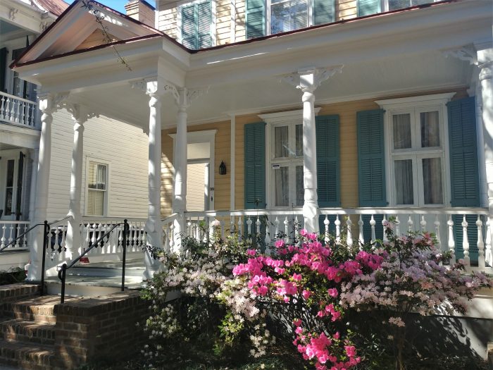 This pretty house on Church Street, and a number of other similar looking houses in the area, was built by something called the Charleston Improvement Corporation (CIC) in about 1906. Now a gorgeous residential area in the heart of the historic district, the property had previously been used for industrial purposes by the Charleston Hydraulic Press Company.