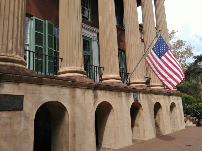 This is Randolph Hall at the College of Charleston, the historic heart of the college. Graduation will take place this weekend in the Cistern Yard,  located directly in front of it.