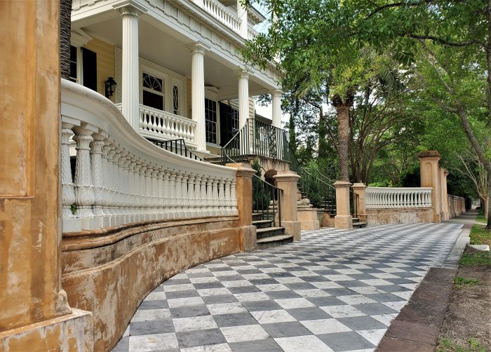 Following the Civil War, the citizens of Charleston gathered here (the Gaillard-Bennett House) to greet Robert E. Lee -- who spoke to them from the second level of the portico. Even without that, it's a pretty memorable sidewalk and house.