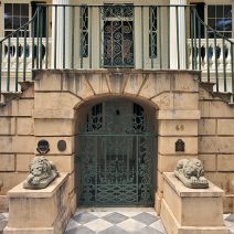 These semi-aware lions guard the beautiful entrance of the Gaillard-Bennett House on Montagu Street. Robert E. Lee stayed there on his post war visit to Charleston.