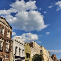 The top of the facades along King Street on a beautiful Charleston day.