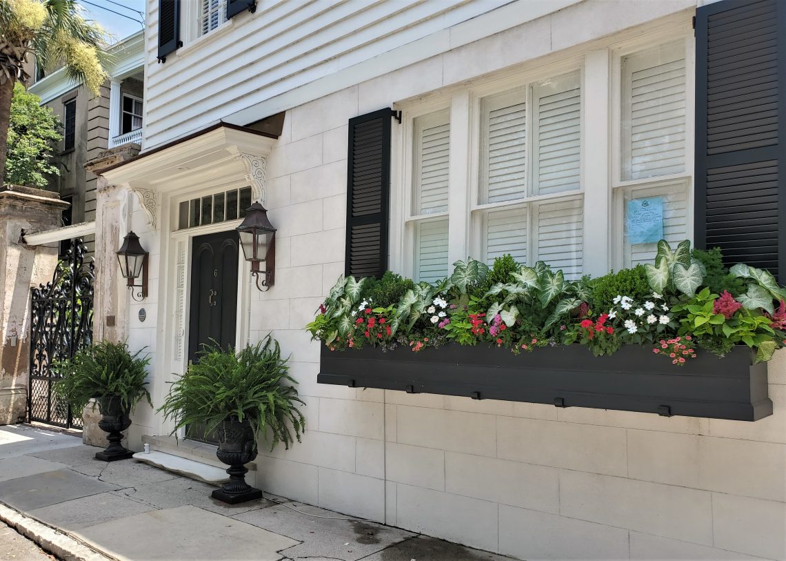 This huge and handsome window box can be found on Legare Street.
