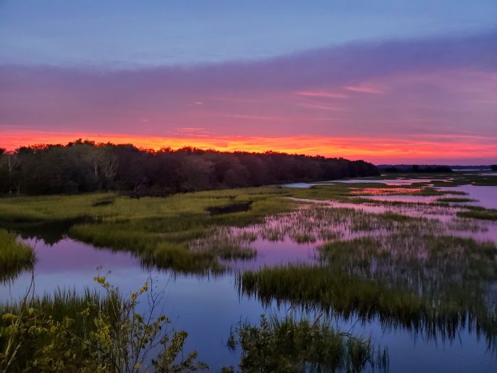 The sunset as seen from "The Joe" -- the home of the Charleston RiverDogs, the NY Yankees Class affiliate.