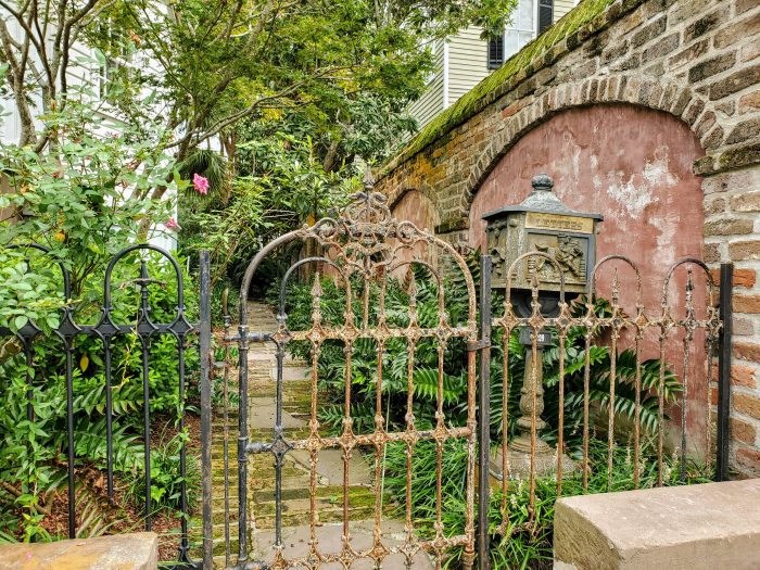 Charleston is full of beautiful little scenes. This cool gate and wall can be found on Bull Street.