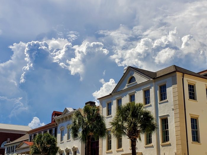 A dramatic scene along Broad Street in Charleston.