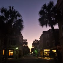 A beautiful Charleston evening as seen from the corner of Queen and State Streets.