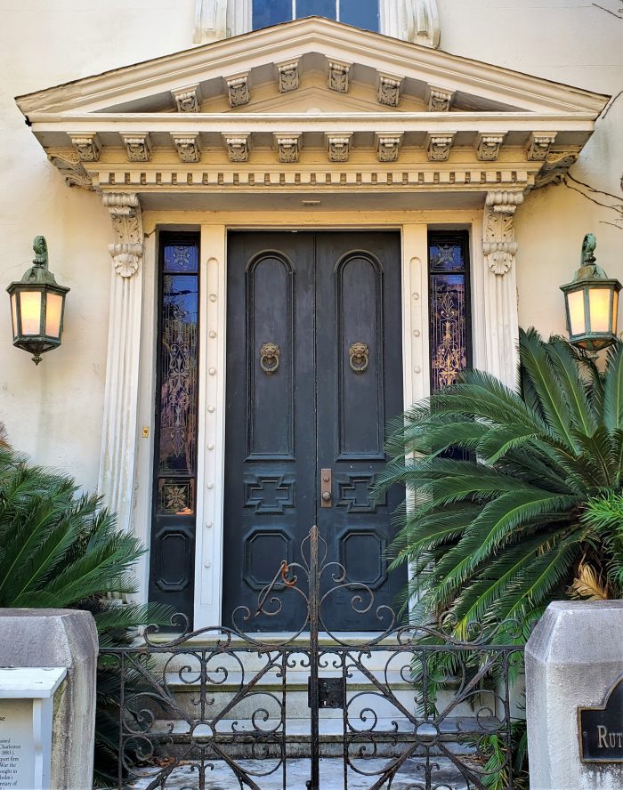 A beautiful door on a significant circa 1853 house on Rutledge Avenue, located directly across the street from the Issac Jenkins Mikell House (which is currently often seen on TV on Southern Charm).