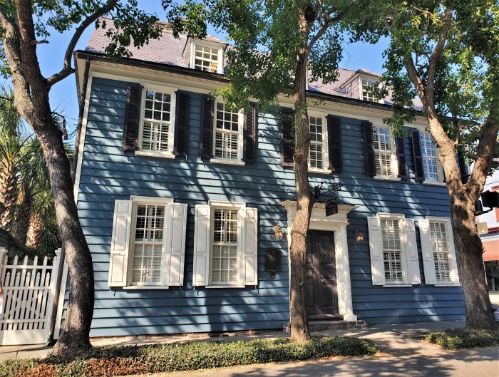 This beautiful house (now being used as an office) on Broad Street holds the distinction of being the oldest frame structure in Charleston. It was built before 1715!