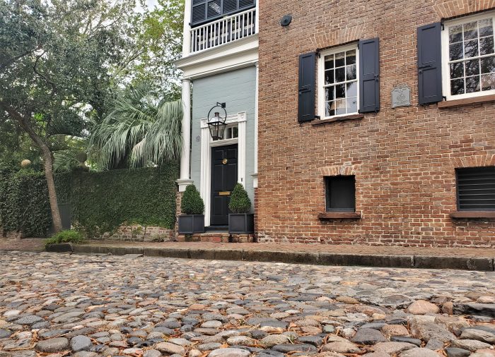 Charleston has eight active cobblestone streets, most of which are near the old wharf area. Just one block long, this is Maiden Lane -- a bit further north and away from the water.