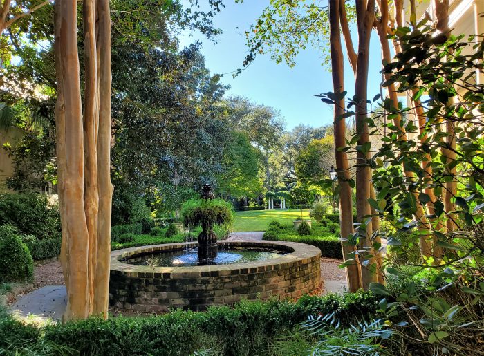 Fall in Charleston, as seen in the amazing garden at 29 Legare (Luh-gree) Street. The fountain is home to a family of turtles.