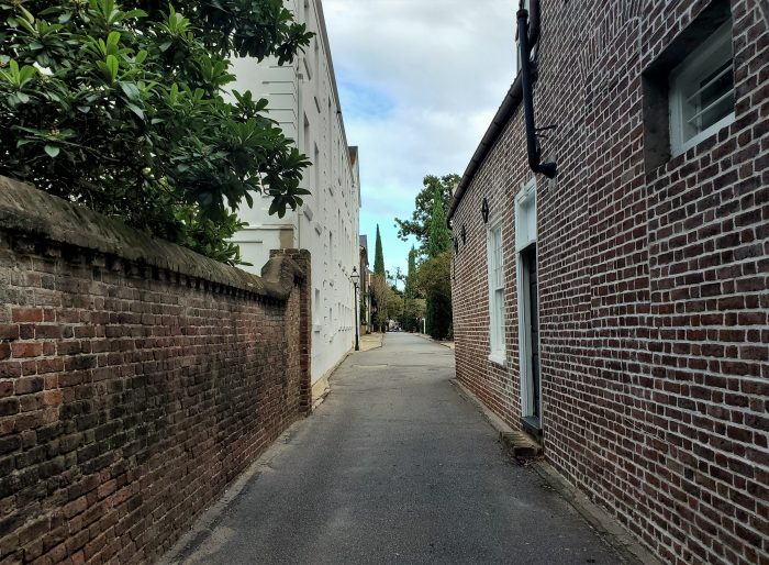 The view from Meeting Street into St. Michael's Alley...