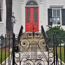 This beautiful gate, walk and door can be found in an impressive house on Broad Street. The house, built c. 1870, replaced an earlier one owned by the same man which burned down in the Great Fire of 1861 (which claimed over 575 other houses and more).