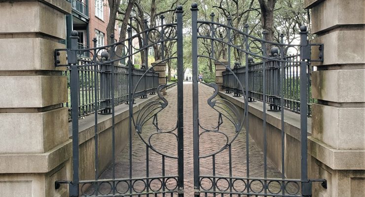 These beautiful heron gates guard one of the entrances to Waterfront Park. You can pass through them off Concord Street.