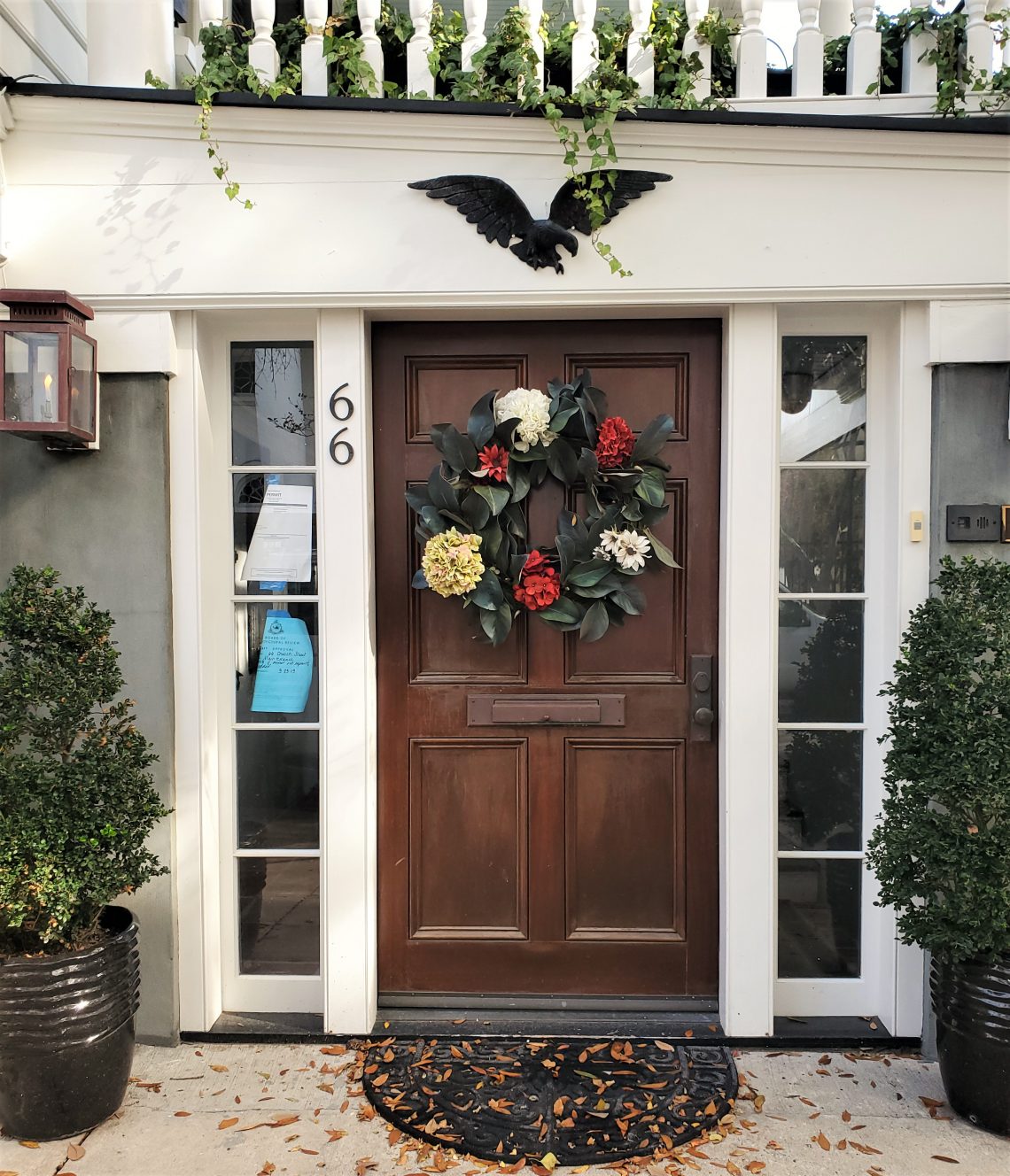 This wreath festooned door can be found on a house built in 1784 on Church Street.