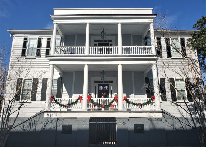 This handsome house on Bull Street, built c. 1802, was once owned by Nicholas Harleston, whose family the Harleston Village neighborhood is named.