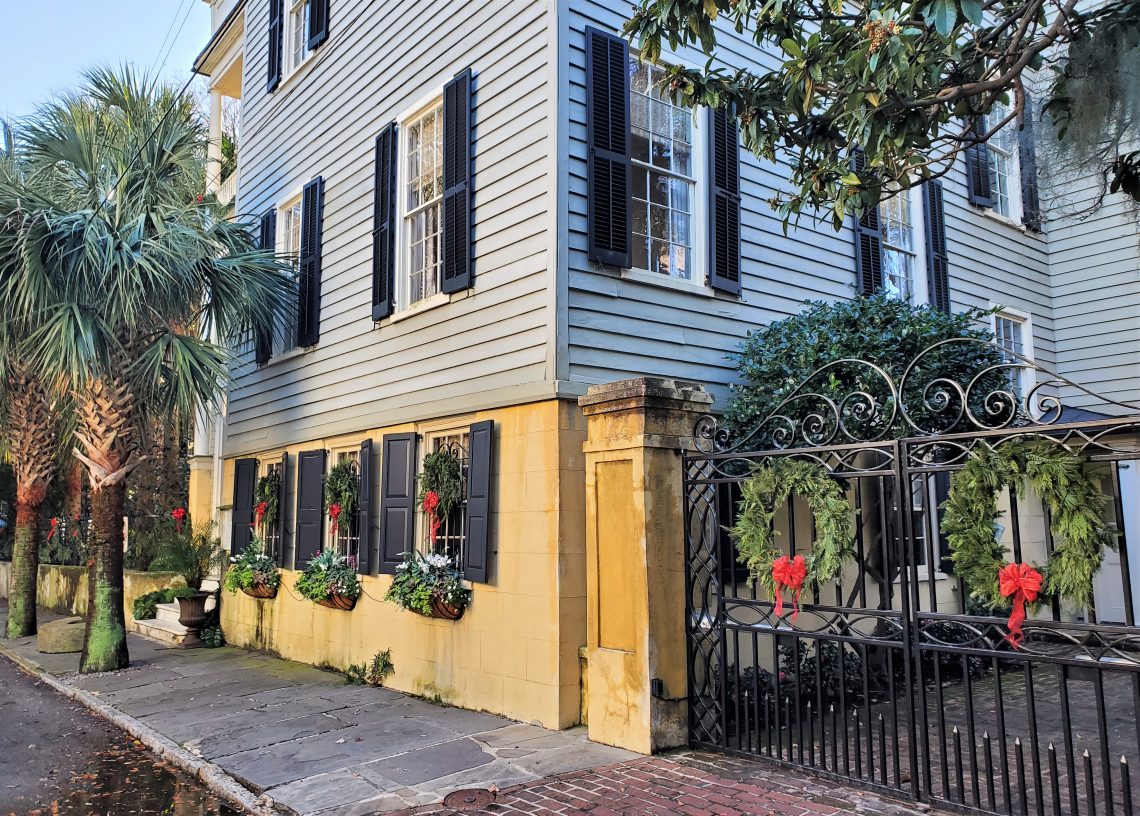 This festive house on Legare Street, while over 7800 square feet, is just another example of a Charleston single house -- where there is a central entrance and staircase, and the house is just one room deep... no matter how large or small the house might be.