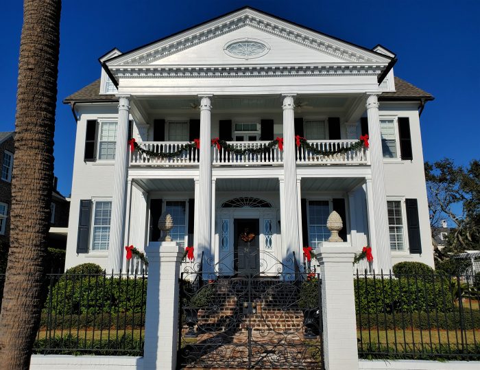 A 1938 house on Murray Boulevard, facing the Ashley River, all dressed up for the season.