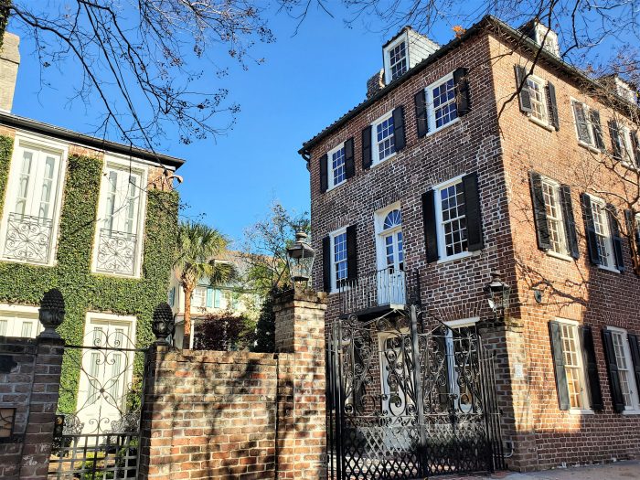 This layered view of Charleston is along Tradd Street, just before the corner of King Street. Across the street is a house that was built in 2003. Before that, one of the last businesses operating South of Broad was located there -- a gas station (the Fort Sumter Filling Station) that was built in the 1930's.