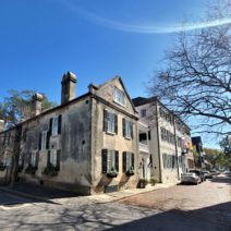 The intersection of Atlantic and Church Streets, with its post-Revolutionary War houses and the bricks of Church Street...
