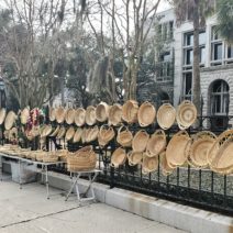 A beautiful array of Sweetgrass baskets for sale on Meeting Street. Tracing their origin back to the 1600's with the arrival of enslaved Africans, they were originally used to separate rice seed from its chaff. Now they are treated as works of art, including some that are on permanent display in the Smithsonian Museum (and others).