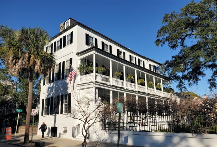 The Timothy Ford House on Meeting Street, built 1800-06, is a wonderful example of a very large Charleston single house. In 1824, the Fords entertained the Marquis de Lafayette, the Revolutionary War hero, there on his visit back to the US. 