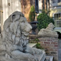 These regal lions are on guard outside of a house (c. 1850) on Tradd Street, that was built by William C. Bee -- best known as the owner of the premier blockade running business during the Civil War.