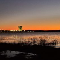 The "Round" Holiday Inn guards the southern entrance to the Charleston peninsula along the banks of the Ashley River. Beautiful at sunset, in 2018 it was named the ugliest building in South Carolina -- this was not received well by many!