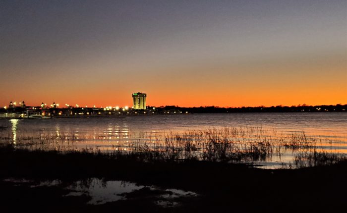 The "Round" Holiday Inn guards the southern entrance to the Charleston peninsula along the banks of the Ashley River. Beautiful at sunset, in 2018 it was named the ugliest building in South Carolina -- this was not received well by many!