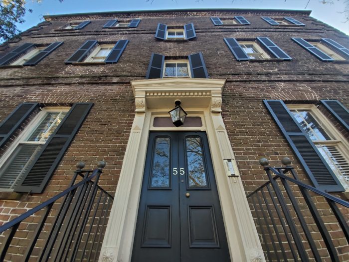 In 1838 this imposing brick house on Laurens Street (c.1818) had its basement loaded with kegs of gunpowder in case the fire of 1838 spread in its direction. The thought was that they would blow up the house to help stop the spread of the fire. Fortunately, for the house, the fire never reached it and they never had to ignite the kegs. 