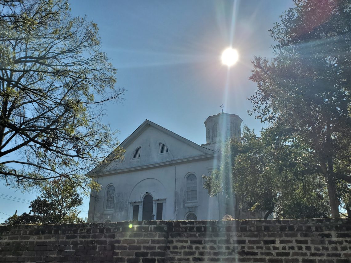 The Second Presbyterian Church building (c. 1811), as seen from Elizabeth Street. The fourth oldest congregation in Charleston, the full name of the church is "the Second Presbyterian Church of Charleston and Its Suburbs." Instead of that mouthful, it is commonly referred to as "Second Pres."