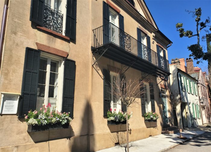 This beautiful stretch of antebellum houses is on St. Michael's Alley. The first house on the left was designed by the famed architect, E.B. White -- who was the supervising architect of the US Custom House on East Bay Street, among other prominent Charleston projects.