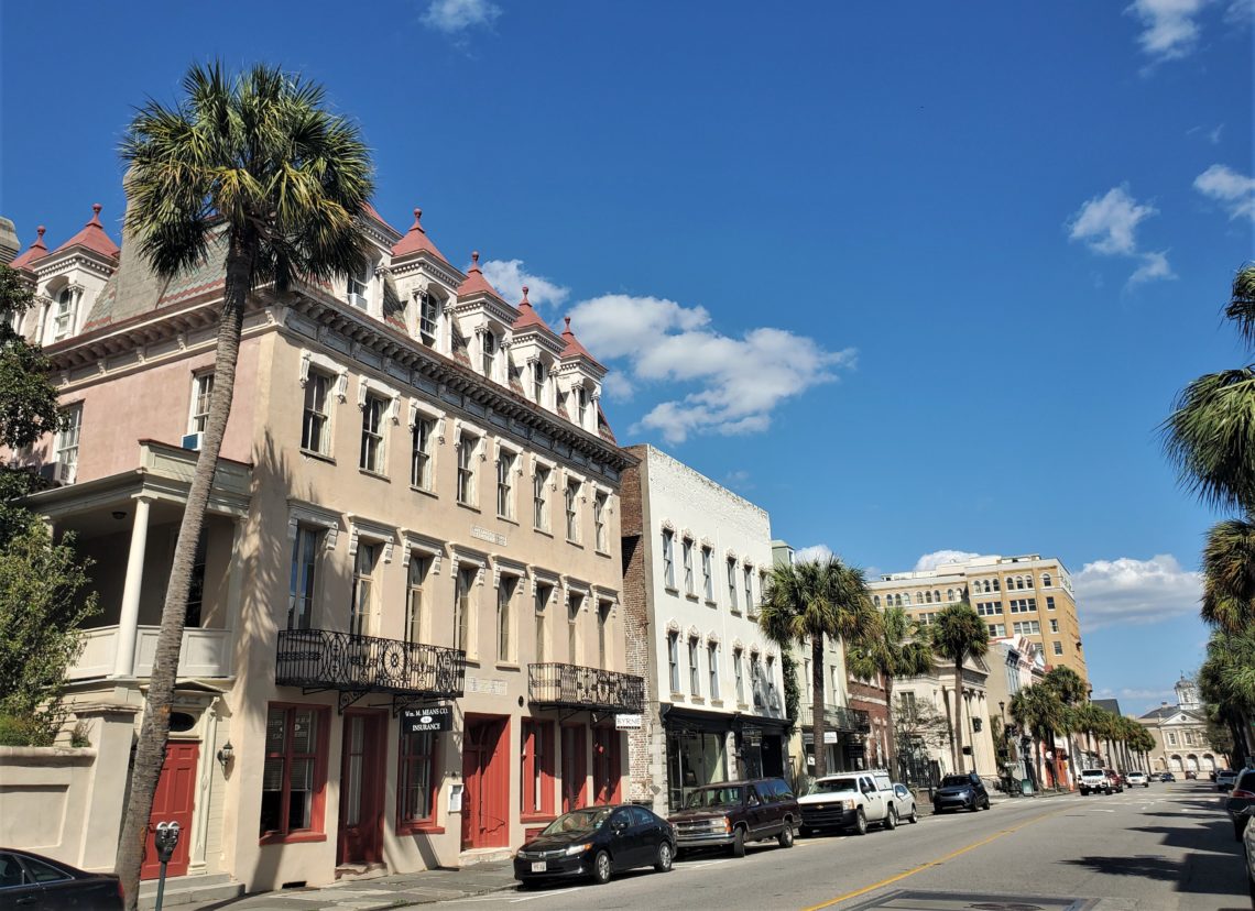 Broad Street on a beautiful Charleston day. The incredible building on the left is the Confederate Home and College, which was built as a private home in 1800, became a hotel and then in 1867 became the Home for Confederate Widows and Orphans. Today it is still used as a home, but is also an events venue.