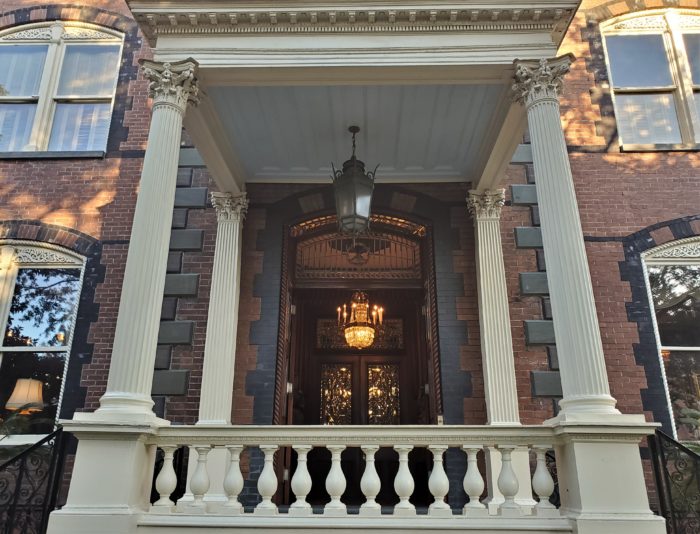 This is the entryway to the Calhoun Mansion on Meeting Street, which was once declared to be "the handsomest and most complete private residence in the South.” It is still the largest single family home in Charleston.