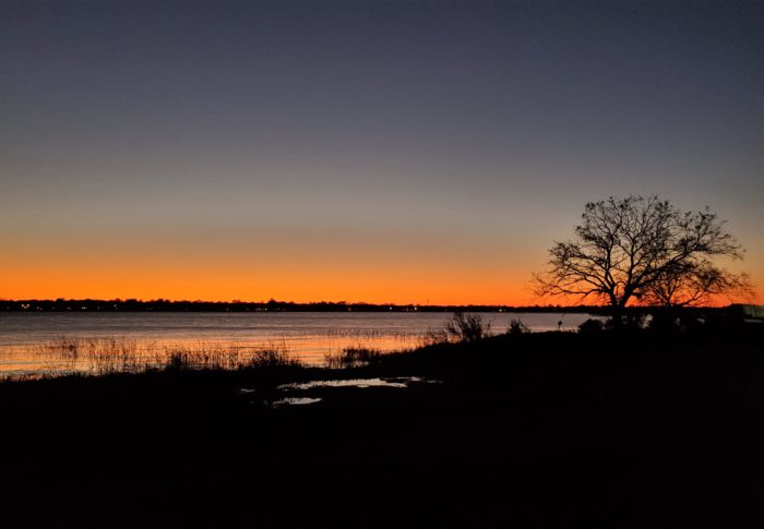 A beautiful sunset across the Ashley River as seen from Brittlebank Park.  A little further up the river is Charles Towne Landing, home to the first English settlement in the Carolinas -- founded 350 years ago. Charles Towne Landing is now a wonderful state park, and well worth the visit.