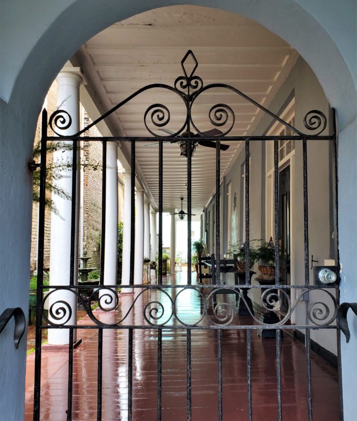 A beautiful gate and piazza on a Rutledge Avenue house built in 1852. The piazza was actually a later addition.