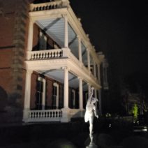 The Calhoun Mansion at night is quite a sight to see!