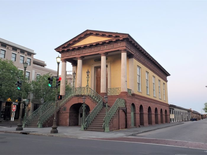 Anchored on the Meeting Street end by the elegant Market Hall, the City Market is unusually quiet during the coronavirus pandemic. Designed by the famed Charleston architect E. B. White and built in 1841, Market Hall has some beautiful details, including the ram's heads above the columns -- signifying that it was a meat market.